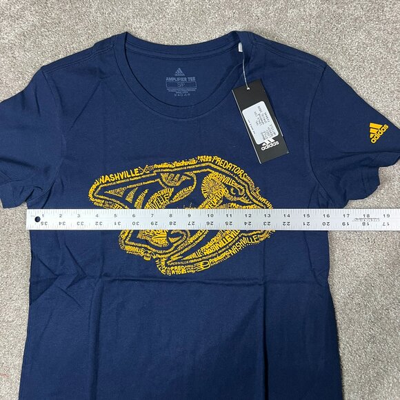 Adidas Womens S Blue Nashville Predators Hockey Round Neck SS Amplifier Tee NWT - Picture 4 of 5